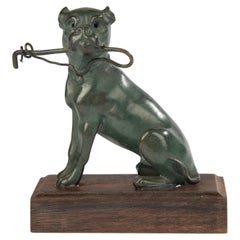 19th Century Sculpture of a Bulldog - Green Patina - Animal Sculpture