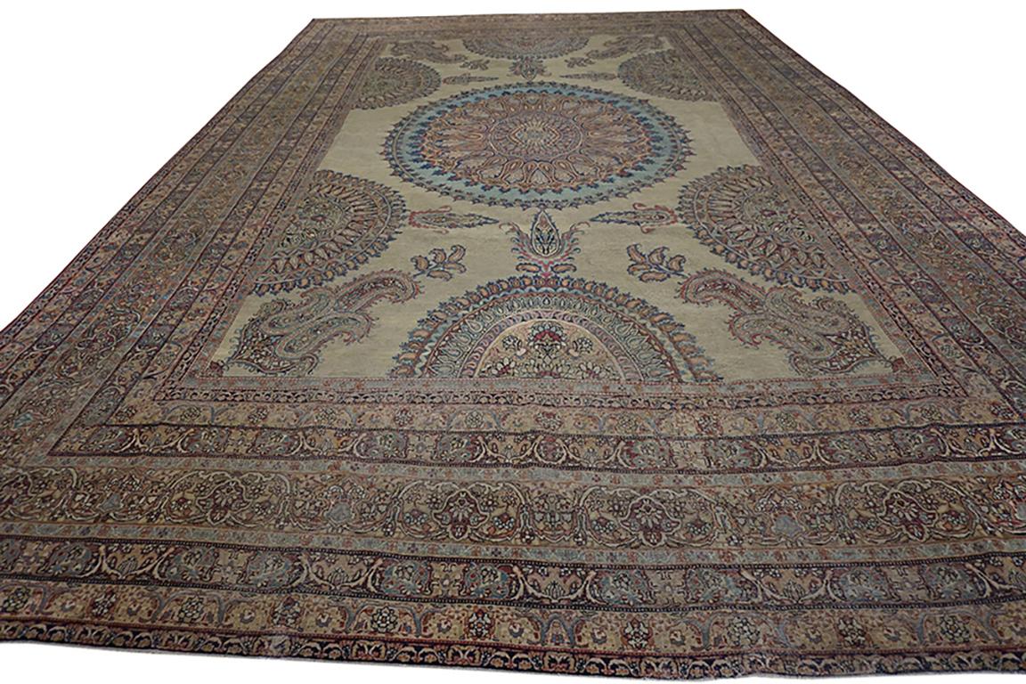 Tapis Kirman Laver persan du 19ème siècle 17' 4