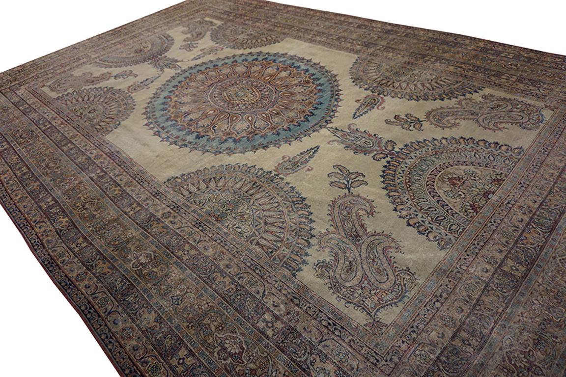 Laine Tapis persan Kirman Laver du 19ème siècle en vente