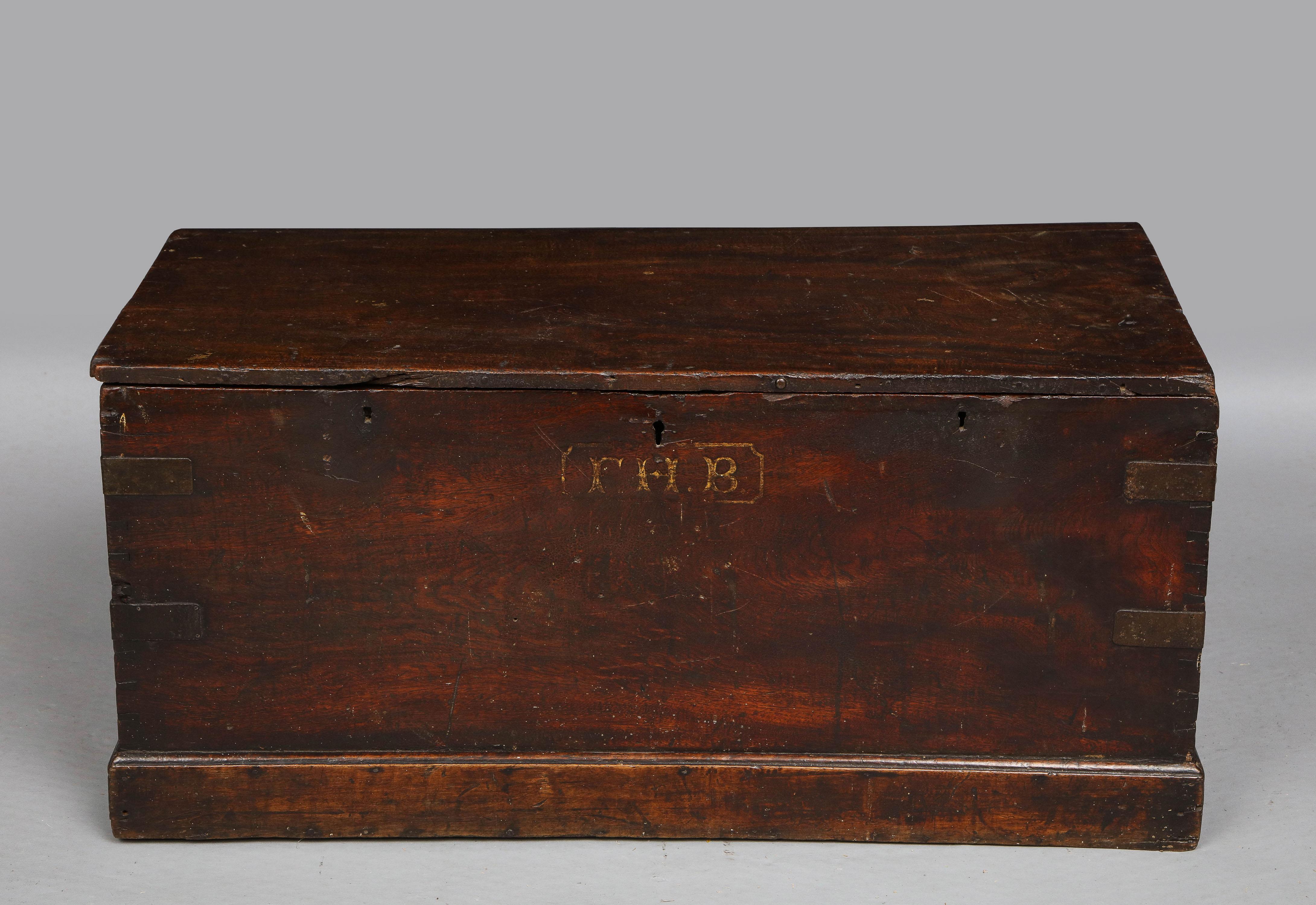 Teck coffre de marin du 19ème siècle en vente