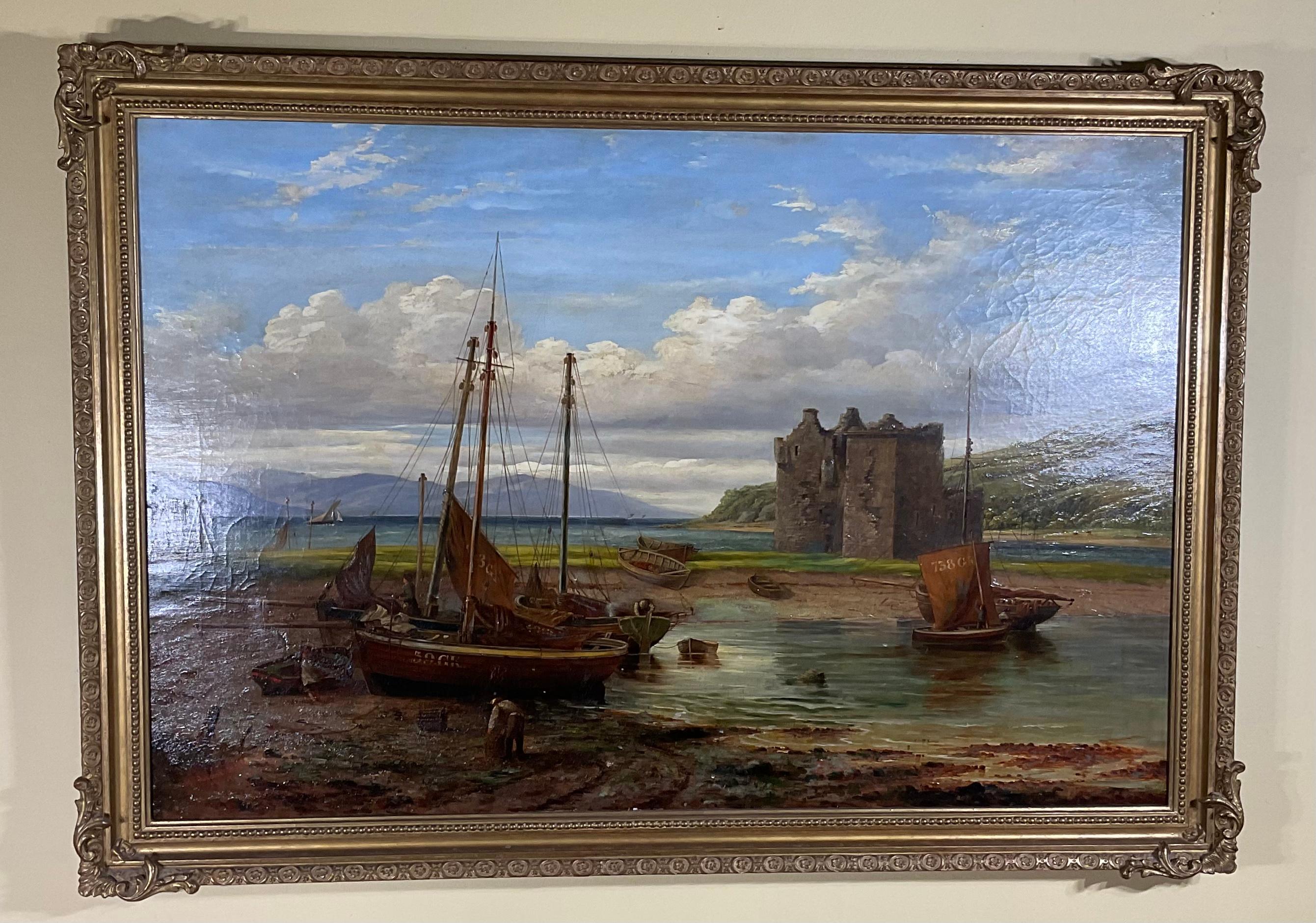 19th Century Seascape Oil Painting of Ships Off the Coast, Signed H.Quast 6