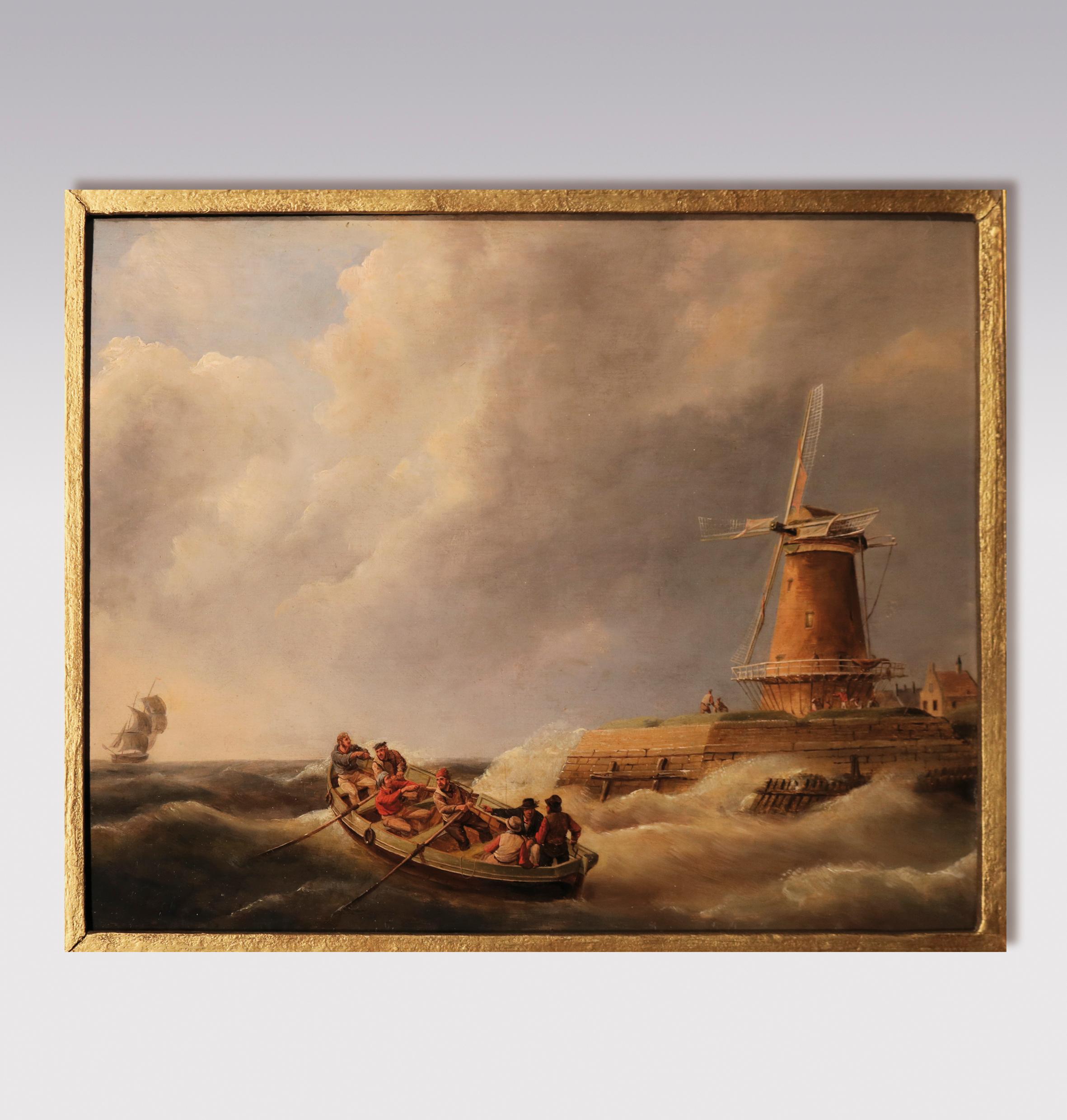 19. Jahrhundert Meereslandschaft, Ölgemälde, signiert J.C. Schotel (Niederländisch) im Angebot