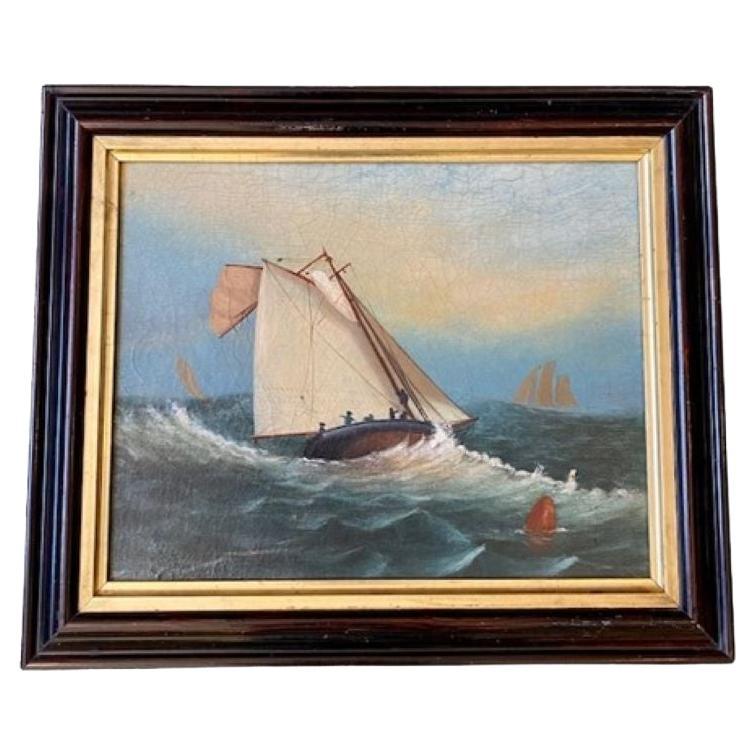 Seascape mit geschliffenem Schloop aus dem 19. Jahrhundert von N.H. Weiß, 1898