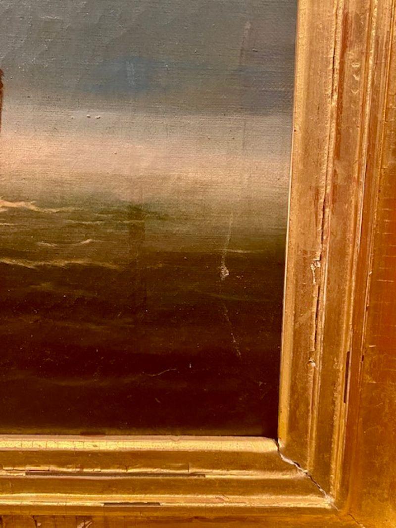 19th Century Seascape with Fishing Boats on Beach In Good Condition For Sale In Nantucket, MA