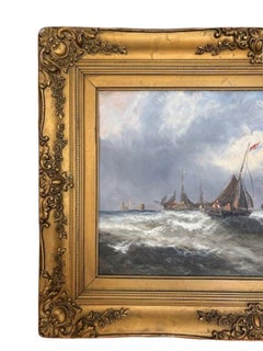 19th Century Seascape with Small Craft in Choppy Seas