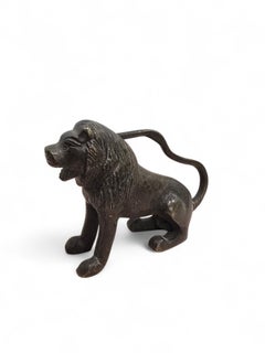 19th Century Seated Bronze Lion Sculpture