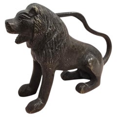 19th Century Seated Bronze Lion Sculpture