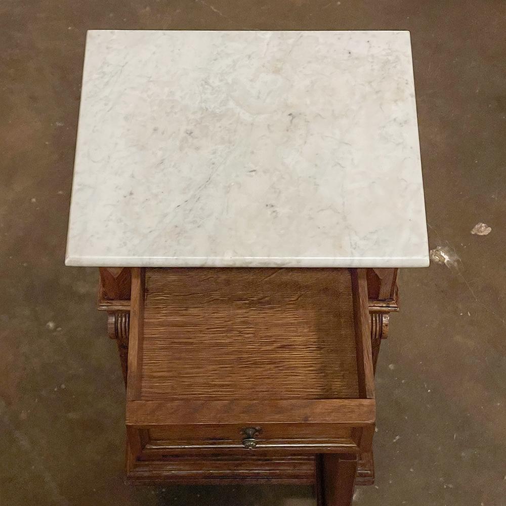 19th Century Second Empire Pine Marble Top Nightstand For Sale 5