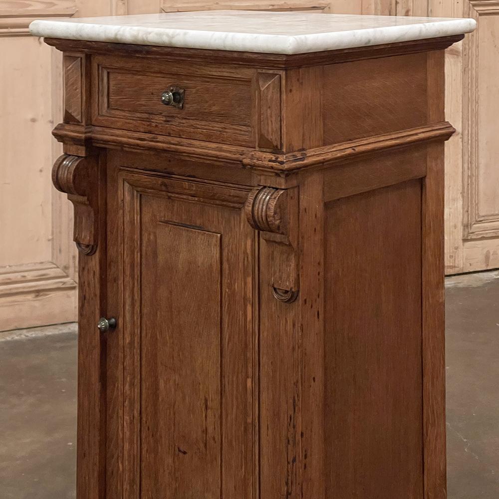 French 19th Century Second Empire Pine Marble Top Nightstand For Sale