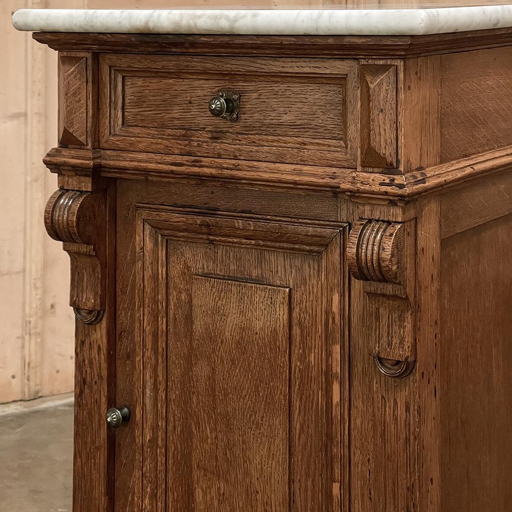 19th Century Second Empire Pine Marble Top Nightstand In Good Condition For Sale In Dallas, TX