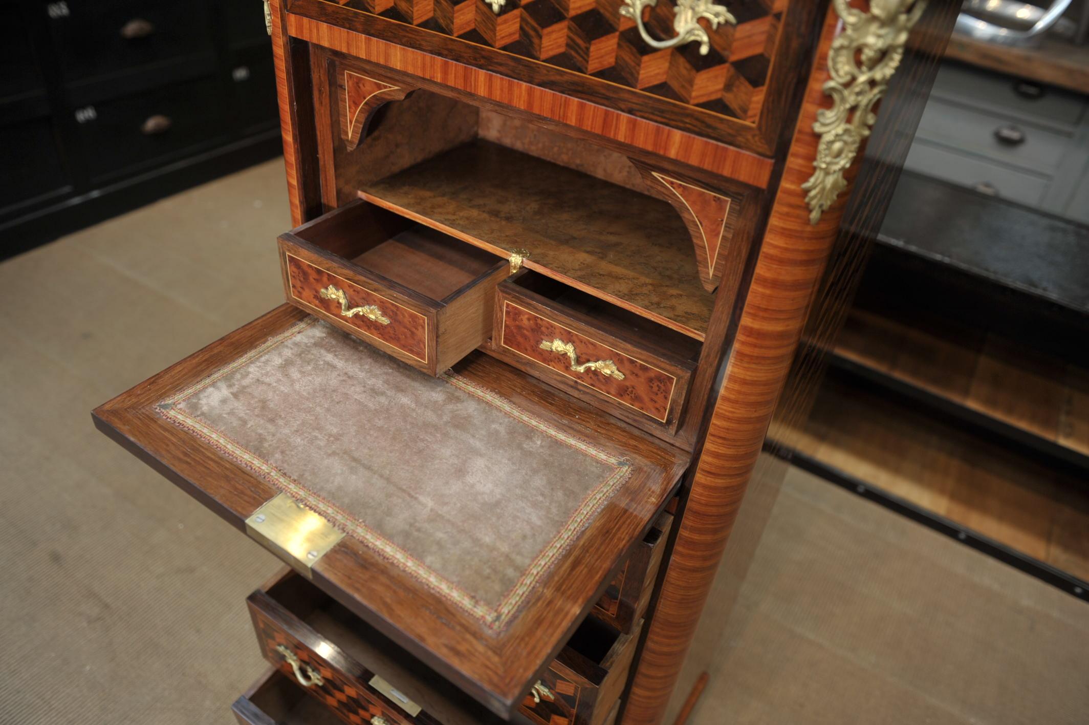 19th Century Secretaire and Drawer Marqueterie Cabinet For Sale 8