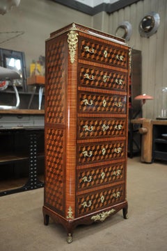 19th Century Secretaire and Drawer Marqueterie Cabinet