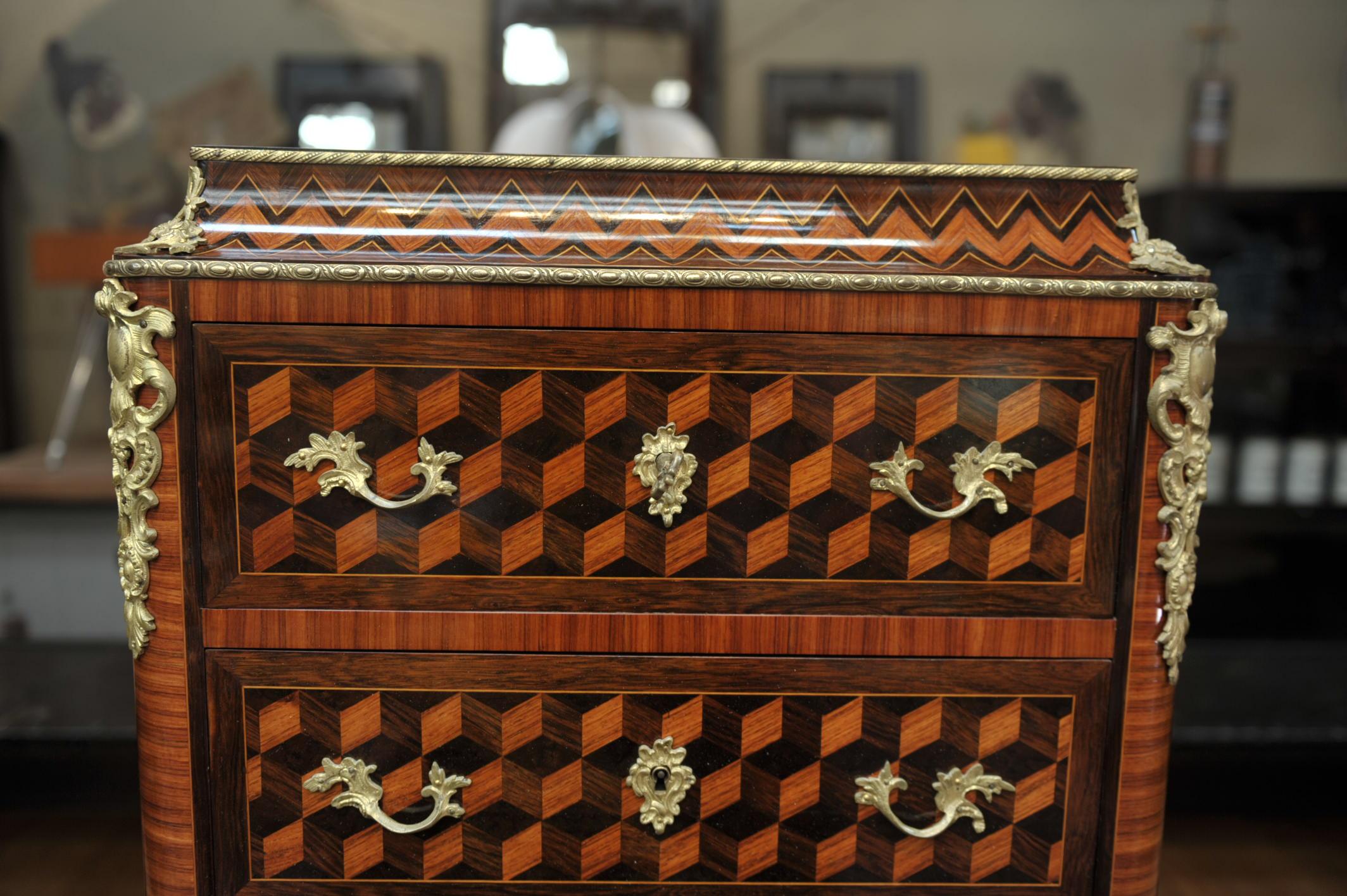 Mid-19th Century 19th Century Secretaire and Drawer Marqueterie Cabinet For Sale