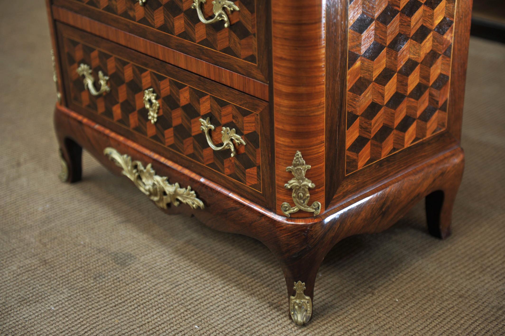 19th Century Secretaire and Drawer Marqueterie Cabinet For Sale 1