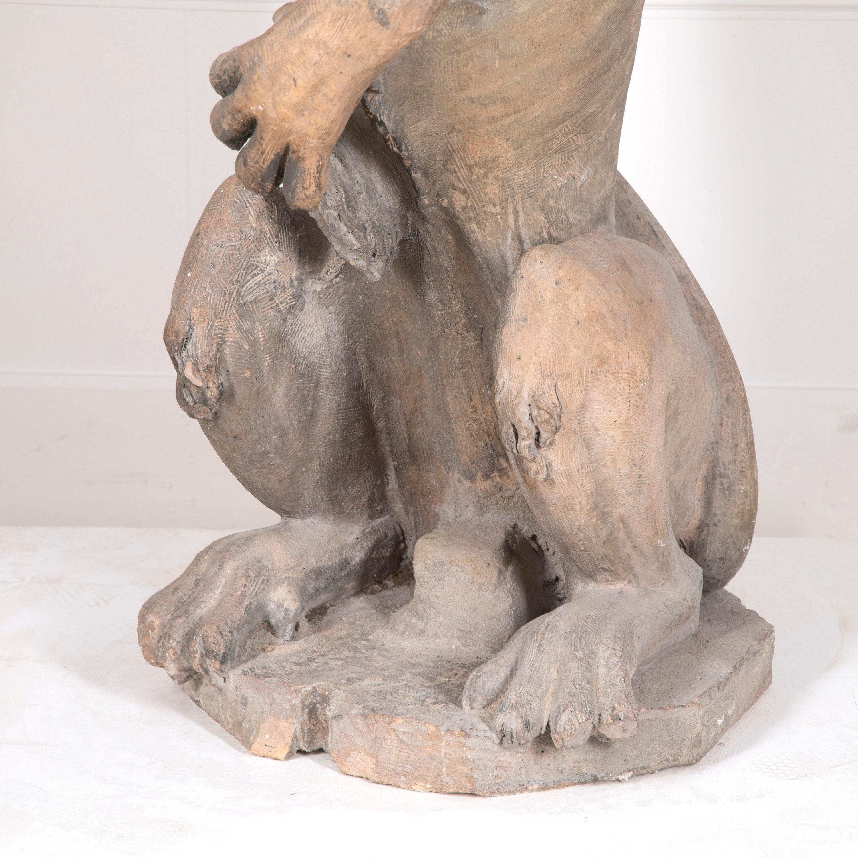 19th Century Sejant-Rampant Lion Statue 2