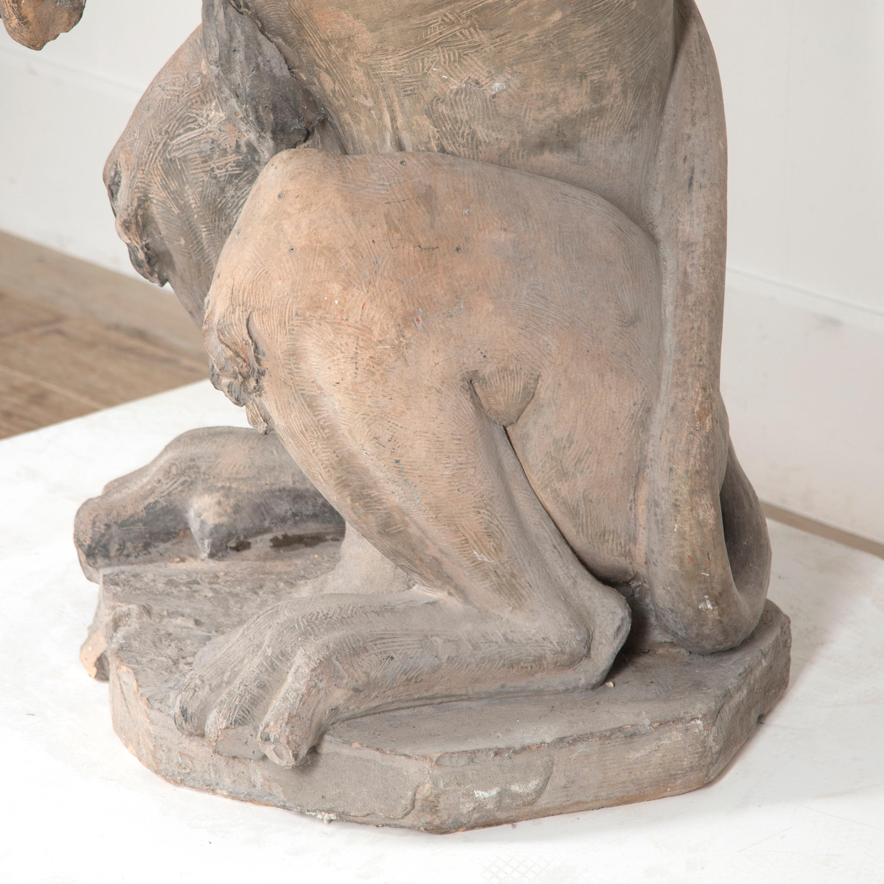 British 19th Century Sejant-Rampant Lion Statue