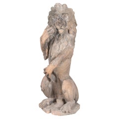 Used 19th Century Sejant-Rampant Lion Statue