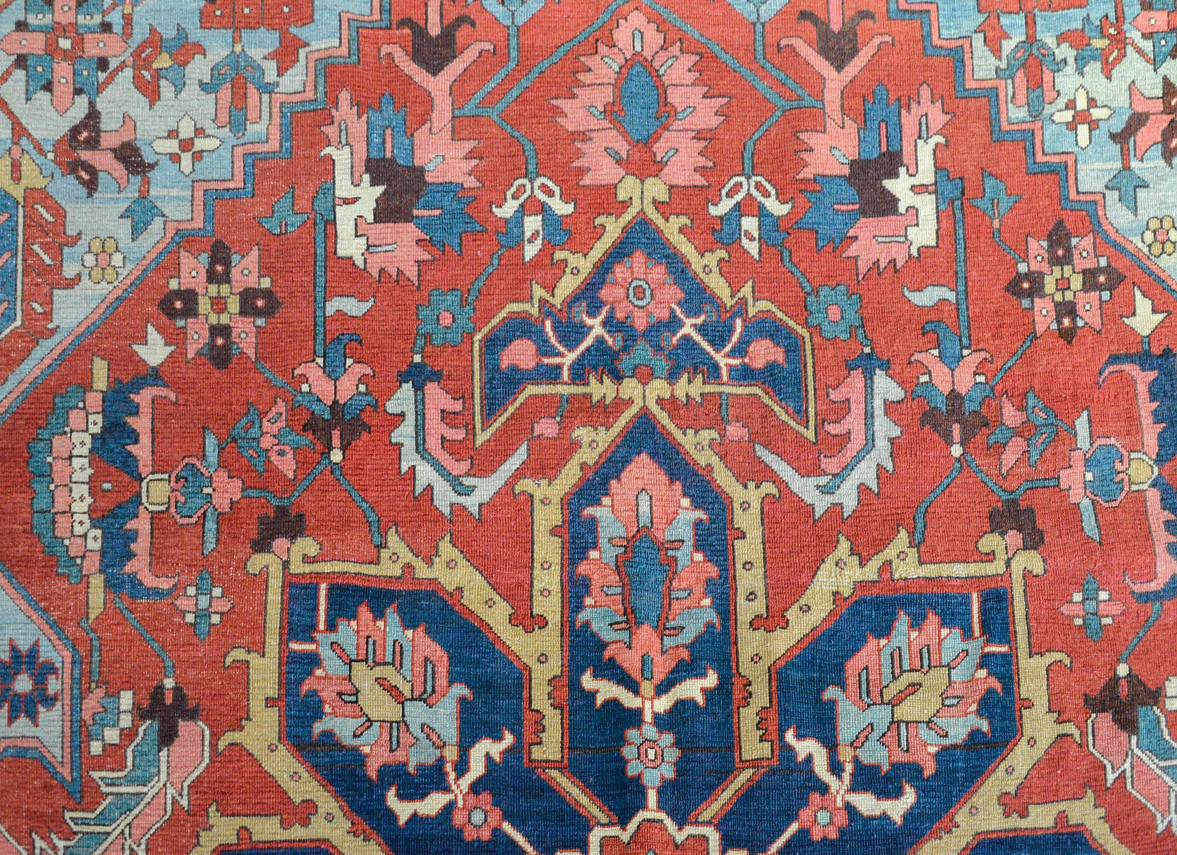 Hand-Knotted 19th Century Serapi Rug