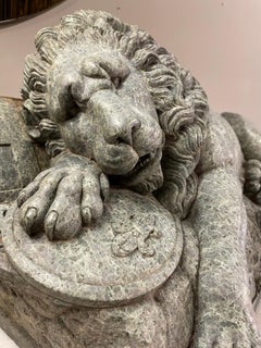 19th Century Serpentine Carving of 'The Dying Lion' After Bertel Thorvaldsen
