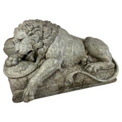 19th Century Serpentine Carving of 'The Dying Lion' After Bertel Thorvaldsen 