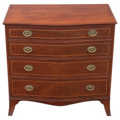 19th Century Serpentine Inlaid Mahogany Chest of Drawers