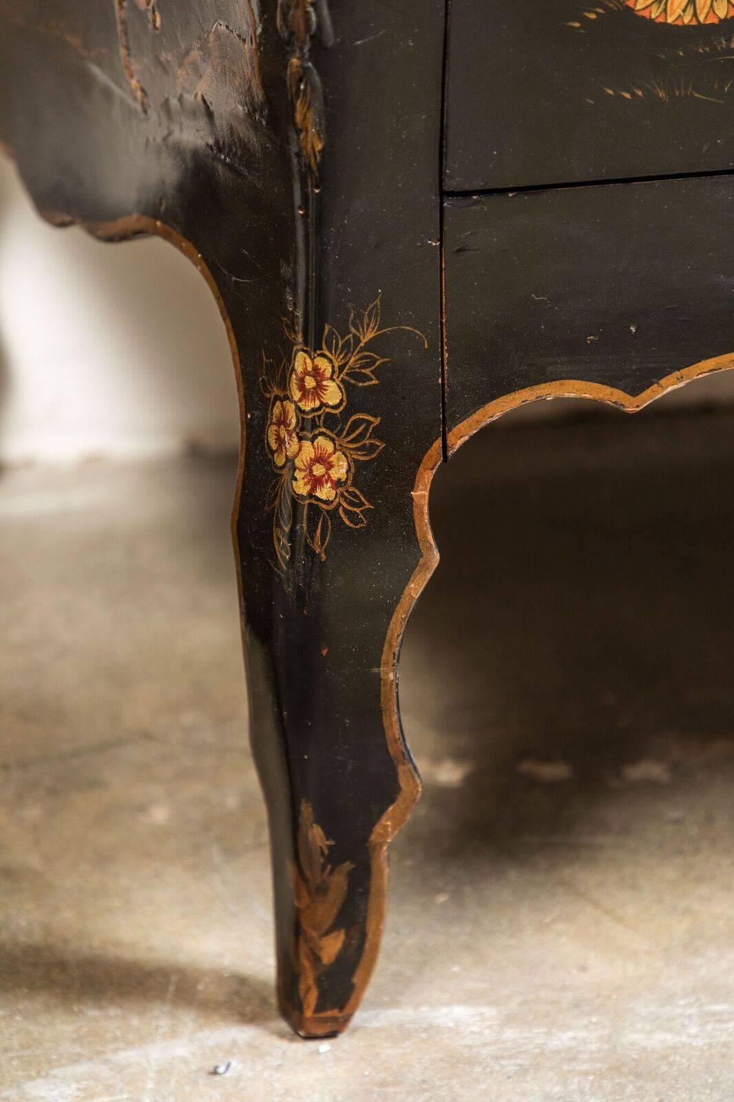 Hand-Carved 19th Century Serpentine, Italian, Chinoiserie Commode