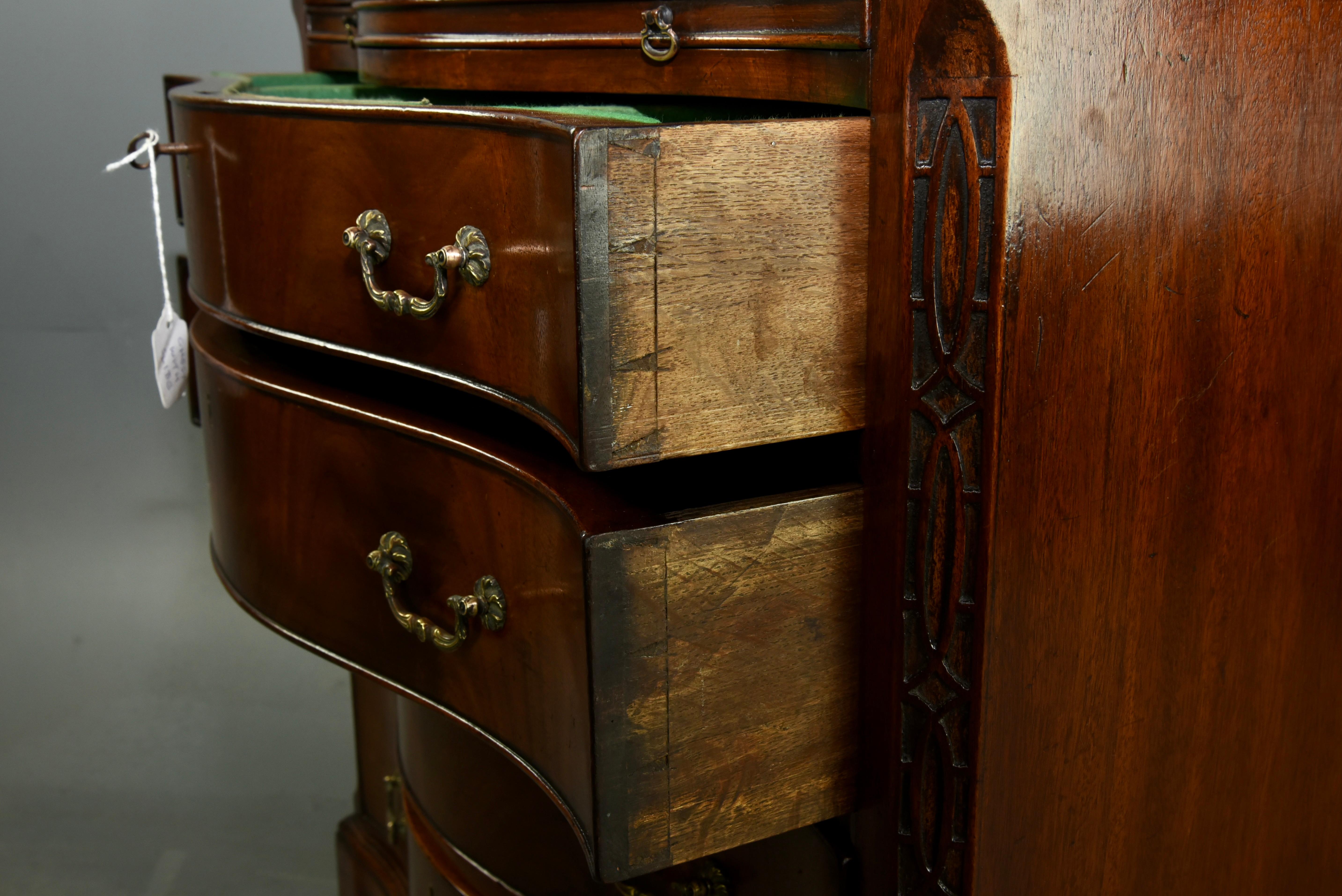 19th century serpentine mahogany bachelors chest 2