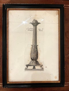 19th Century Set 12 Italian Neoclassical  Engravings of Antique Candelabra
