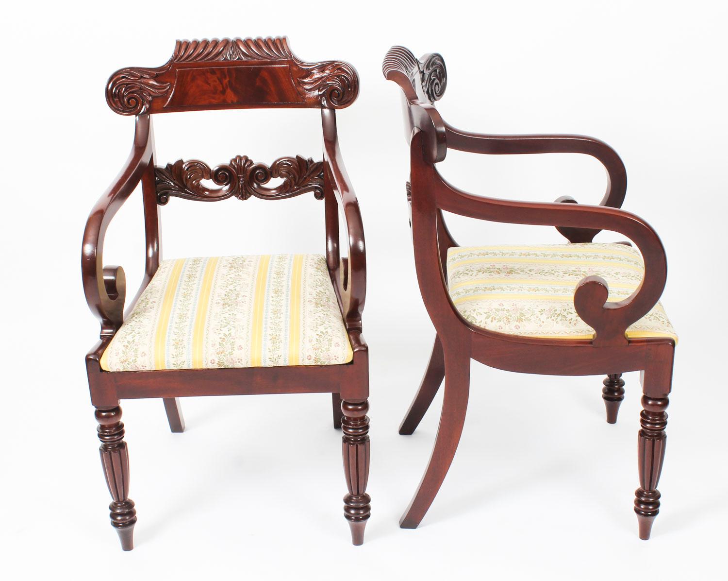 19th Century Set 8 Regency Flame Mahogany Dining Chairs in the Manner of Gillows 7