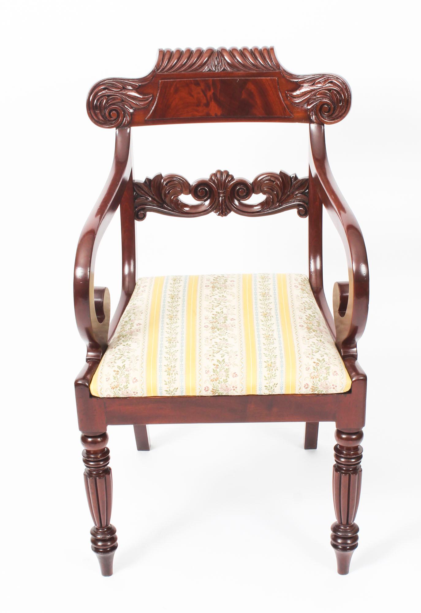 19th Century Set 8 Regency Flame Mahogany Dining Chairs in the Manner of Gillows 8