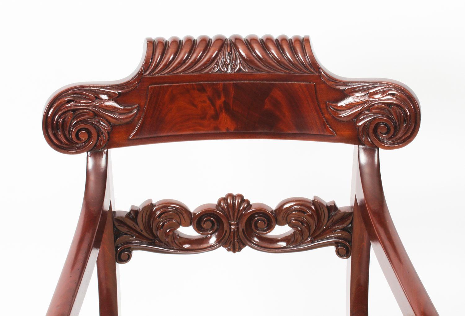 19th Century Set 8 Regency Flame Mahogany Dining Chairs in the Manner of Gillows 9