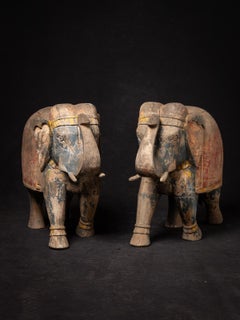 19th century Set antique wooden Indian Elephants from India