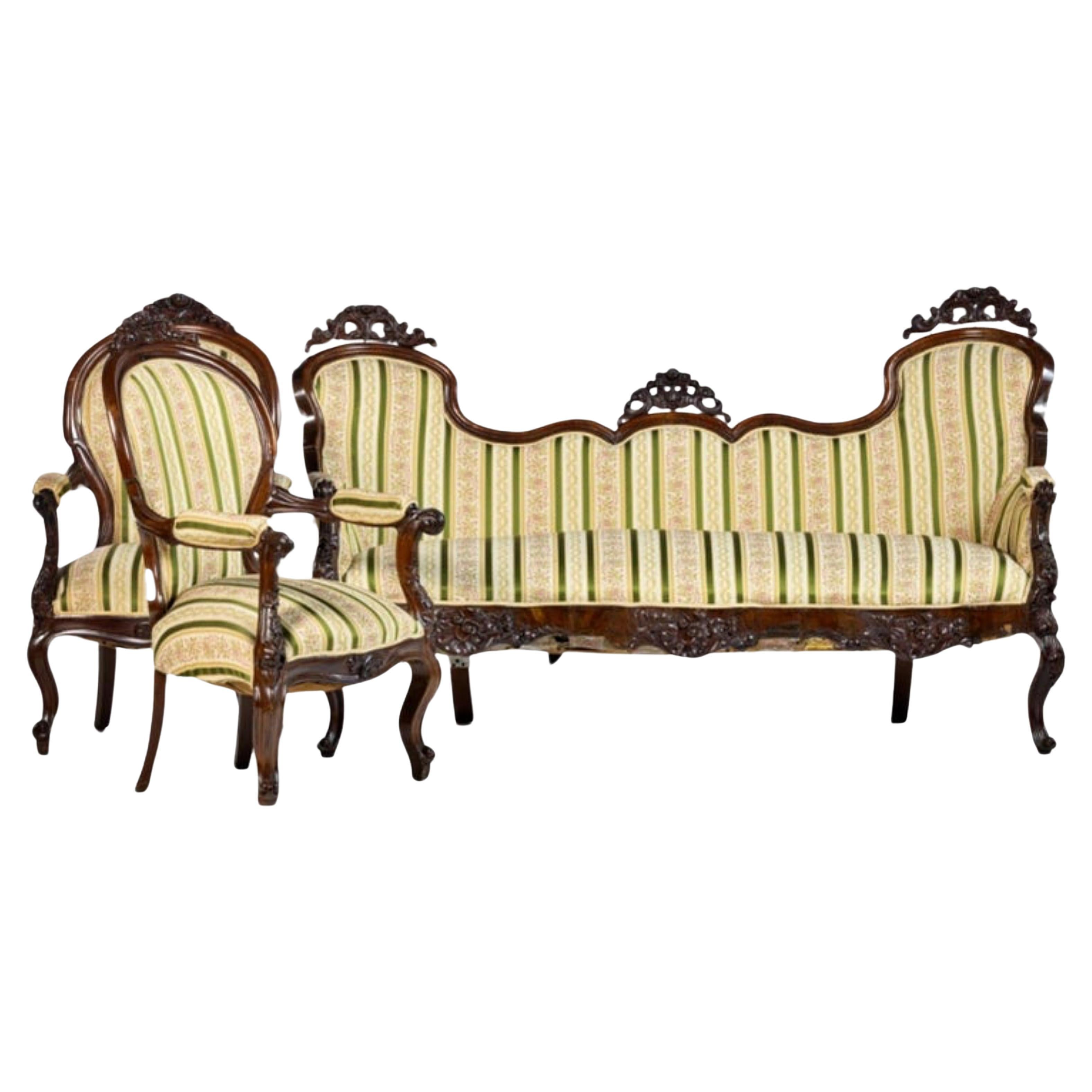 Set Canape und zwei Sessel aus dem 19. Jahrhundert