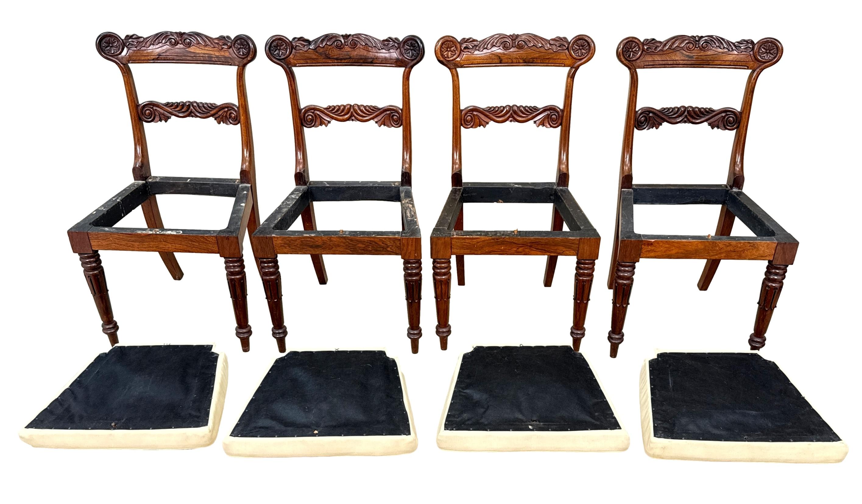 Set di 10 sedie da pranzo Regency in palissandro del XIX secolo in vendita 1