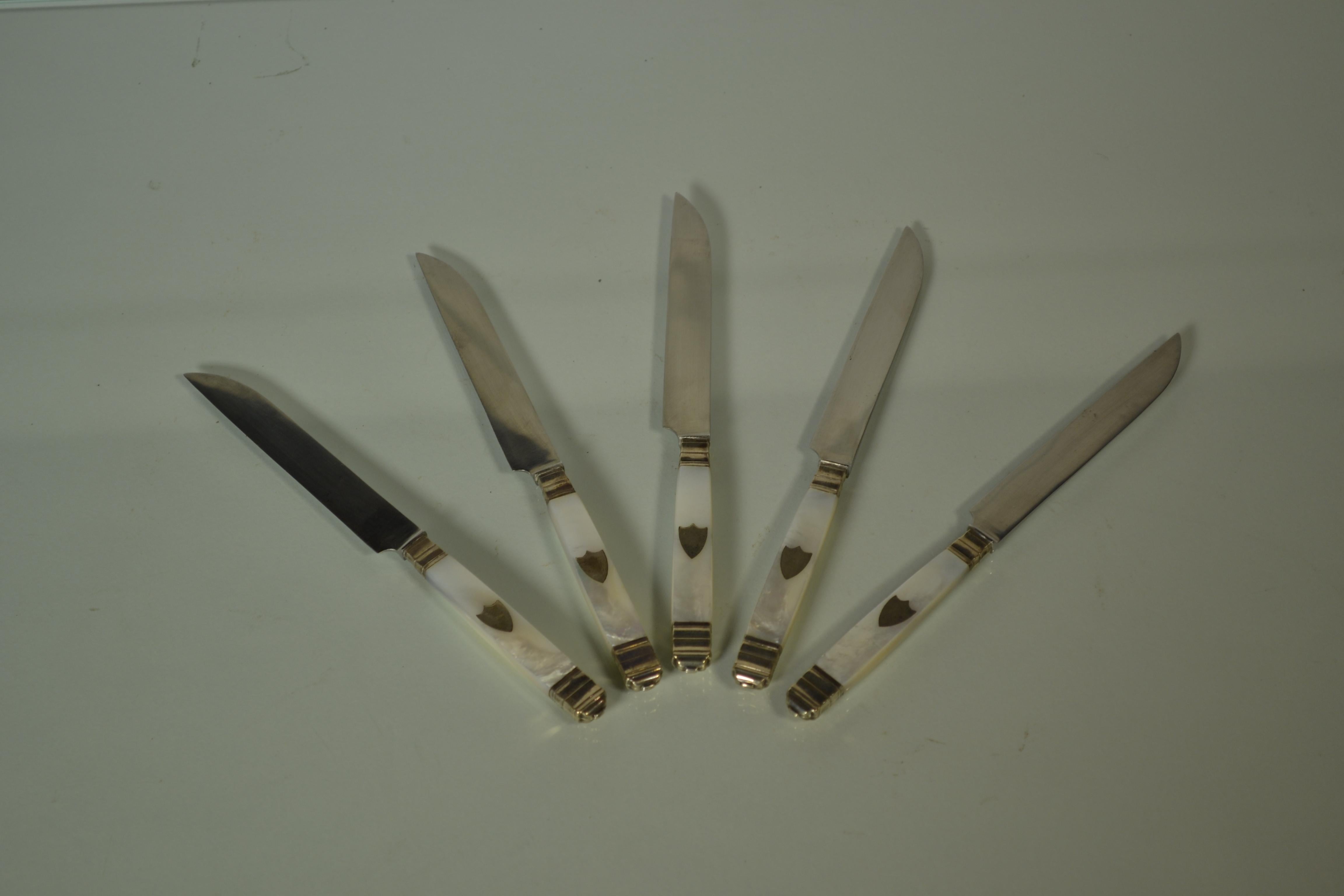 French 19th Century Set of 12 Sterling Handled Dessert Knives