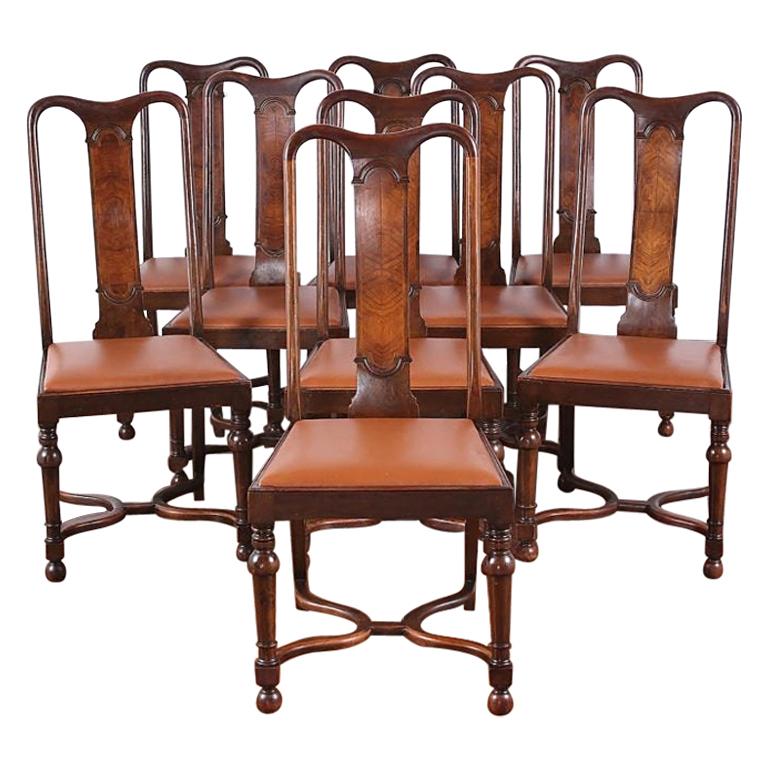 19th Century Set of 12 Walnut Dining Chairs