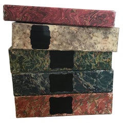 Antique 19th Century Set of 14 File Holders with Marbleized Paper