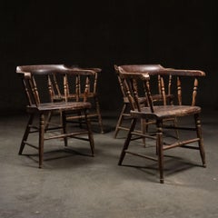 19th Century Collarback Windsor firehouse Chairs from Odd Fellows Lodge