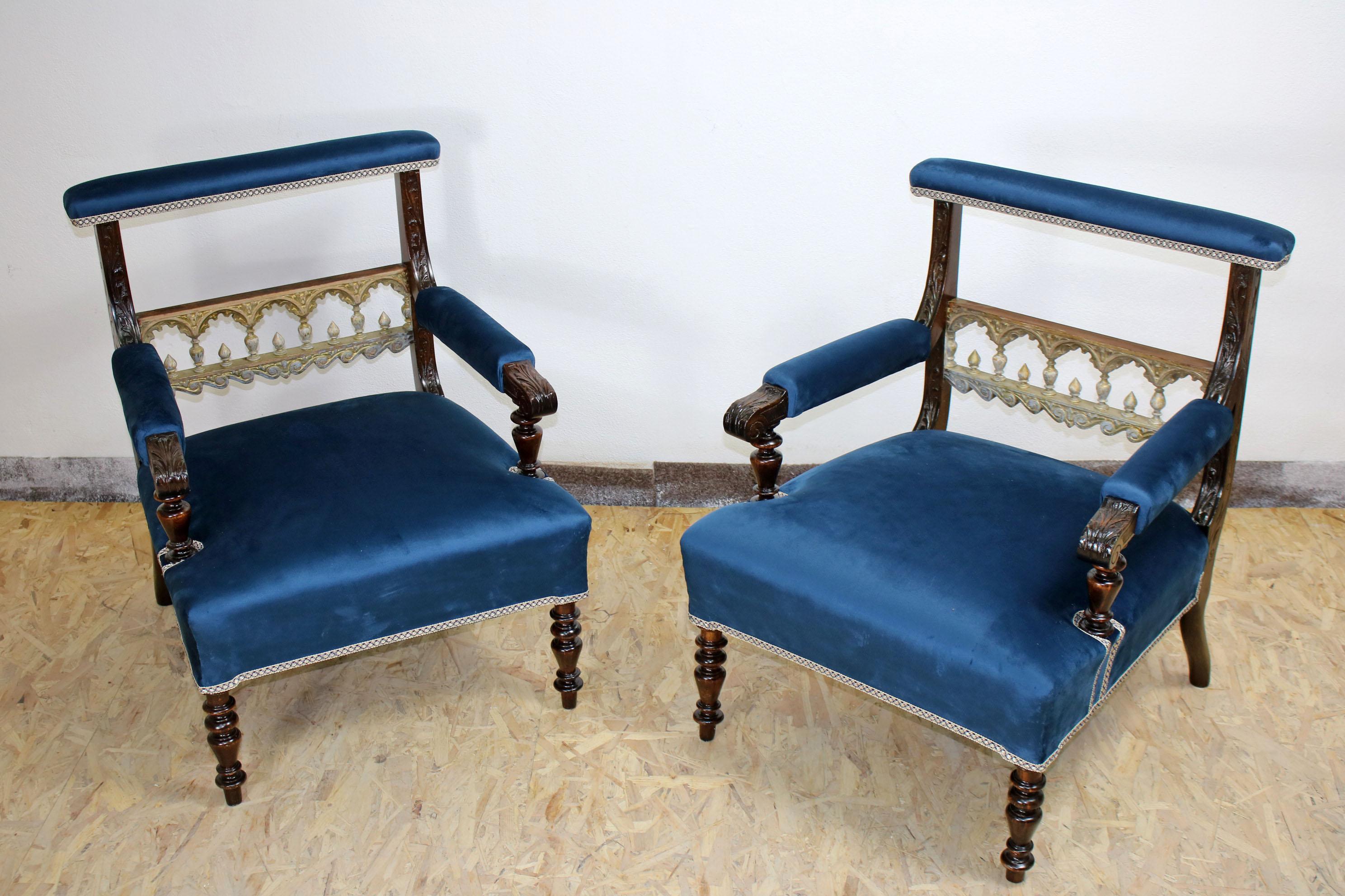 19th Century Set of 2 Armchairs For Sale 9