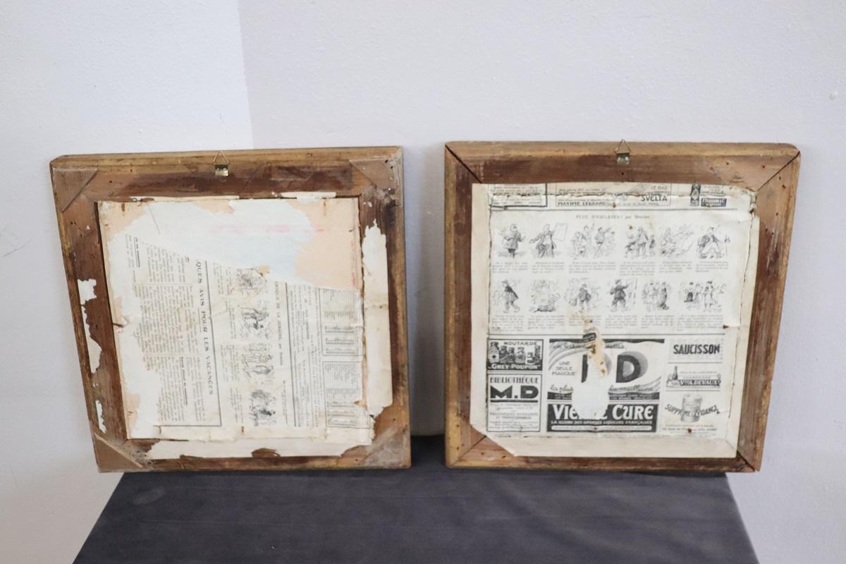 19th Century Set of 2 White Marble Bas-Relief Sculptures with Frame, Signed 12
