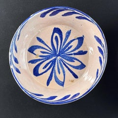 19th Century, Set of 3 Fajalauza Granada Blue & White Bowls - Spanish Majolica