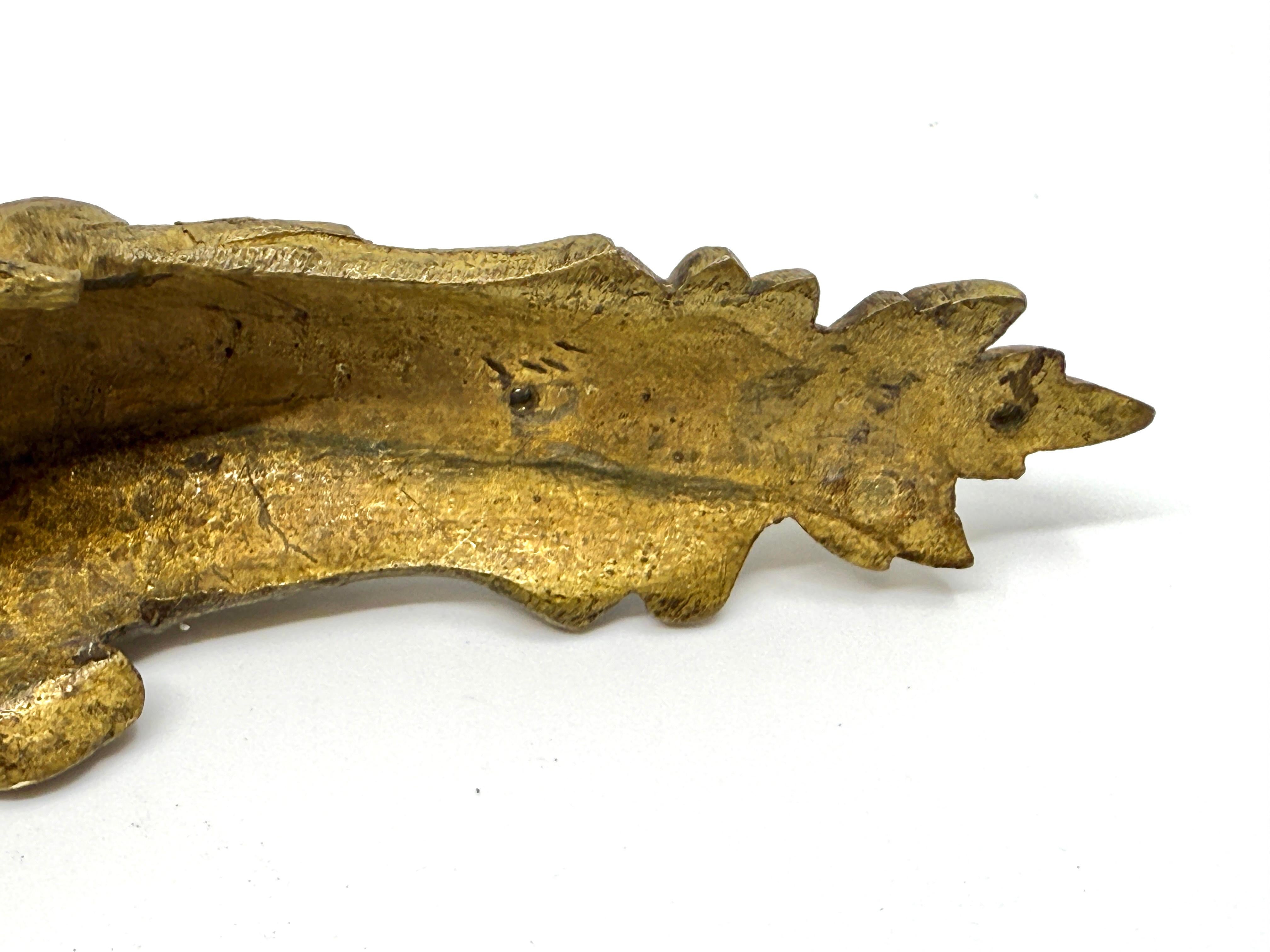 19th Century set of 3 Gilt Bronze Dog Head Door Handles or Drawer Pulls For Sale 6