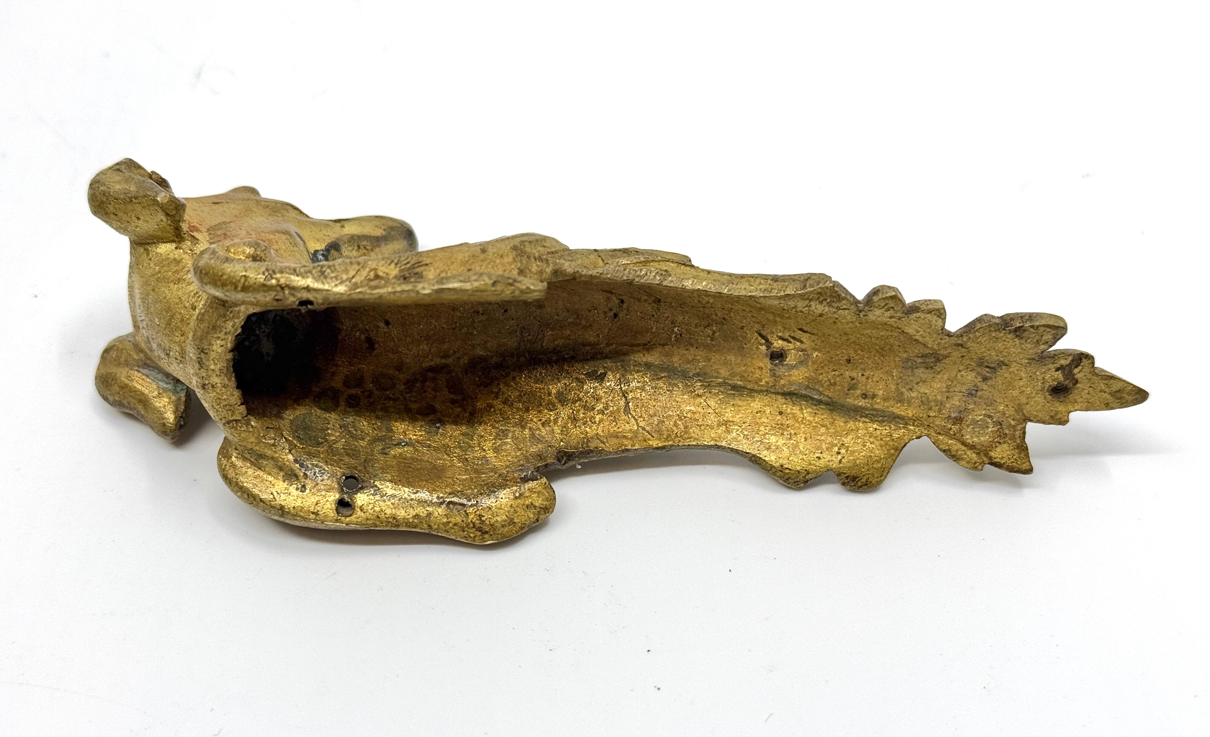 19th Century set of 3 Gilt Bronze Dog Head Door Handles or Drawer Pulls For Sale 4