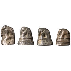 19th century Set of 4 antique bronze Opium Weights from Burma