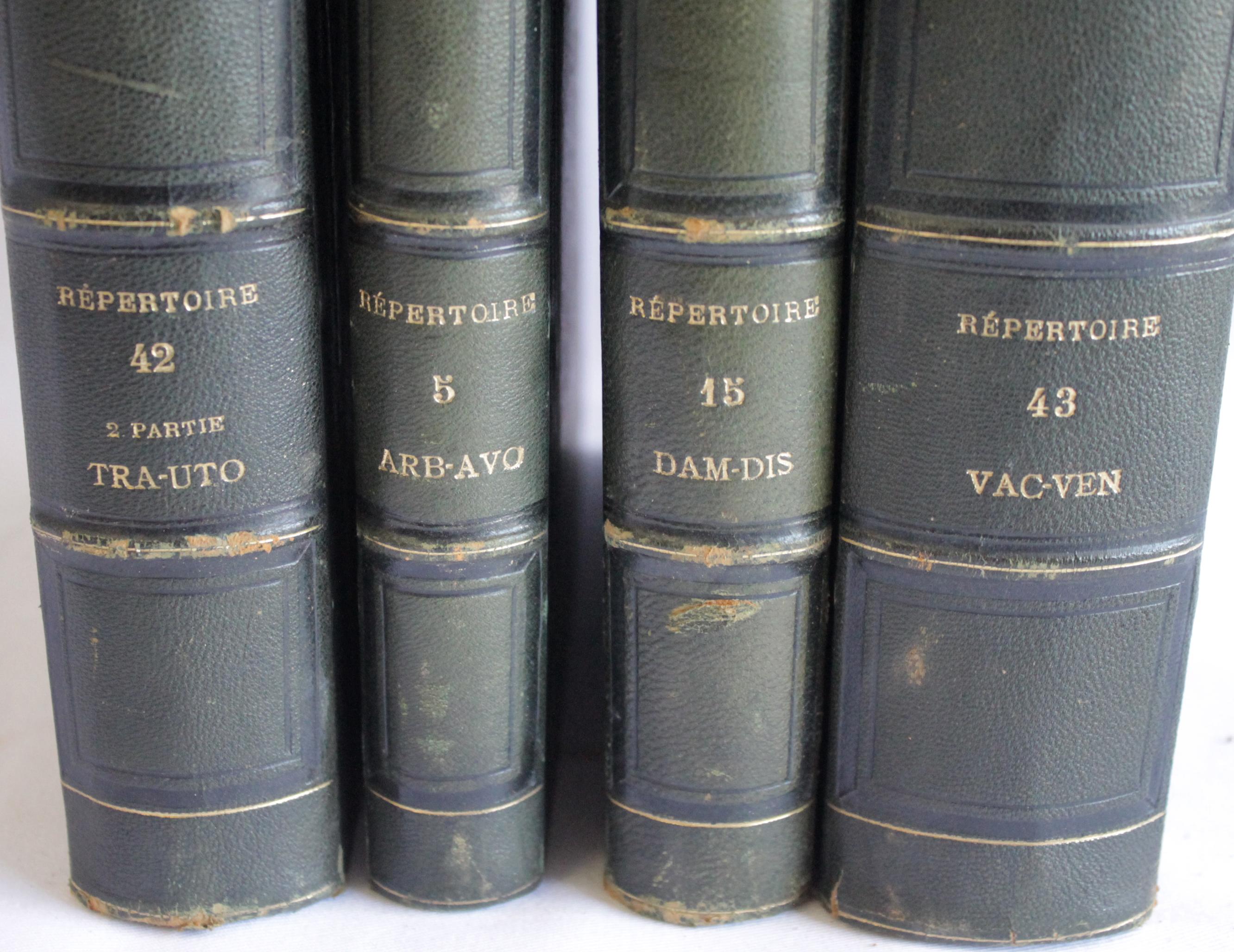 French 19th Century Set of 4 Antique Leather Bound Books Dalloz Jurisprudence