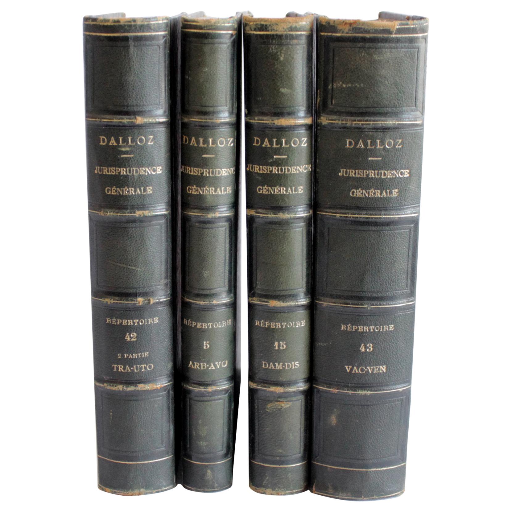 19th Century Set of 4 Antique Leather Bound Books Dalloz Jurisprudence