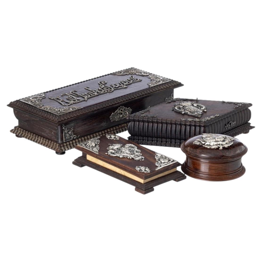 19. Jahrhundert – 4-teiliges Set aus silbernen Schreibtischaccessoires
