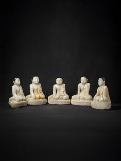19th century Set of 5 antique Burmese Monk statues from Burma