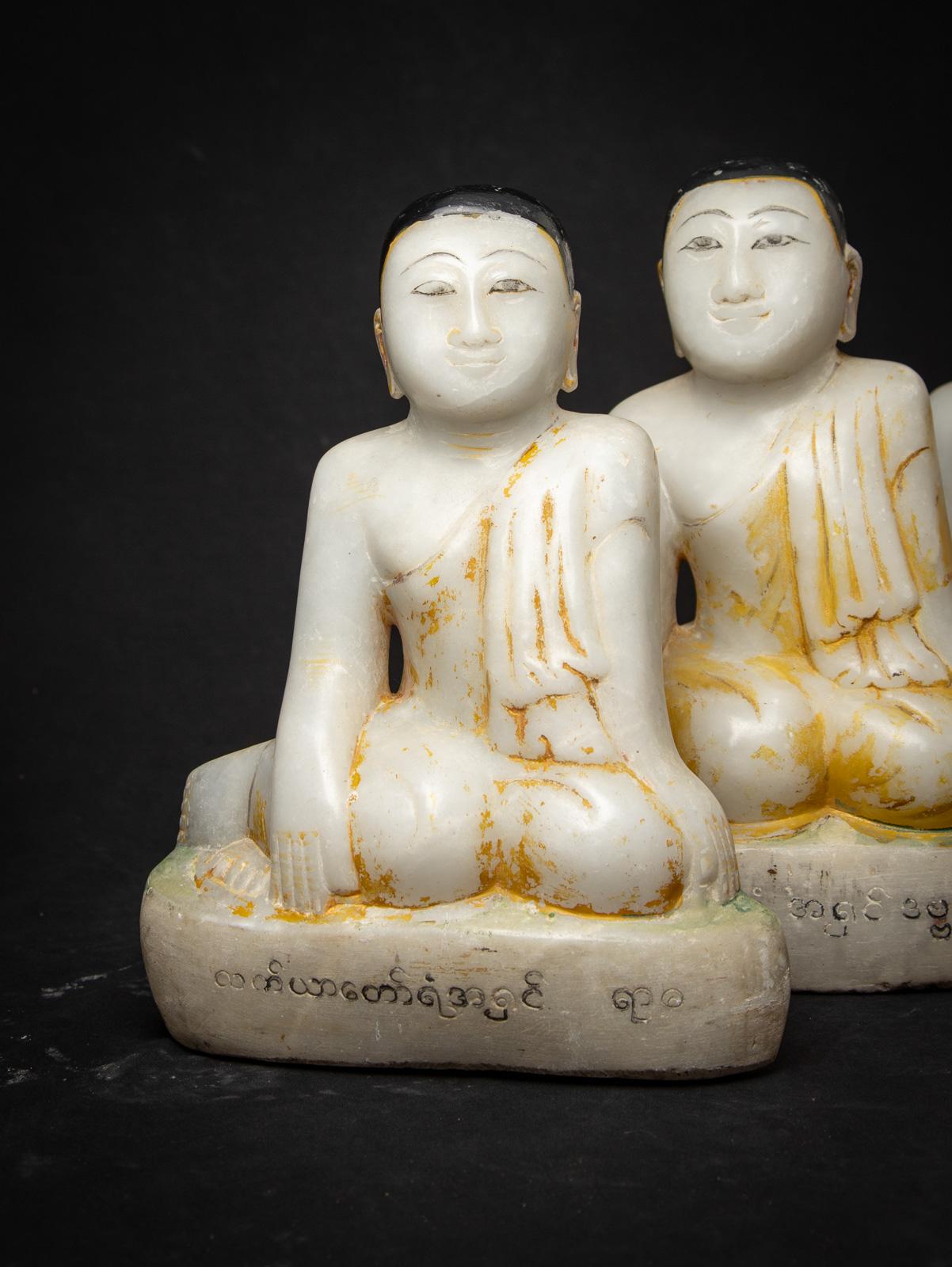 XIX secolo Set di 5 antiche statue di monaci birmani provenienti dalla Birmania In condizioni buone in vendita a DEVENTER, NL