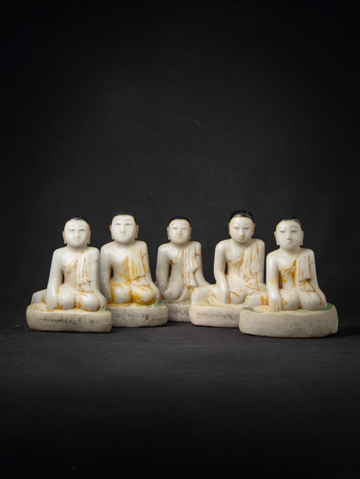 XIX secolo Set di 5 antiche statue di monaci birmani provenienti dalla Birmania in vendita 1